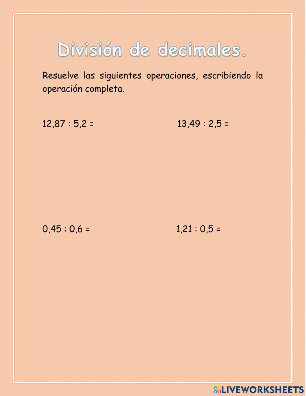 Divisiones de decimales