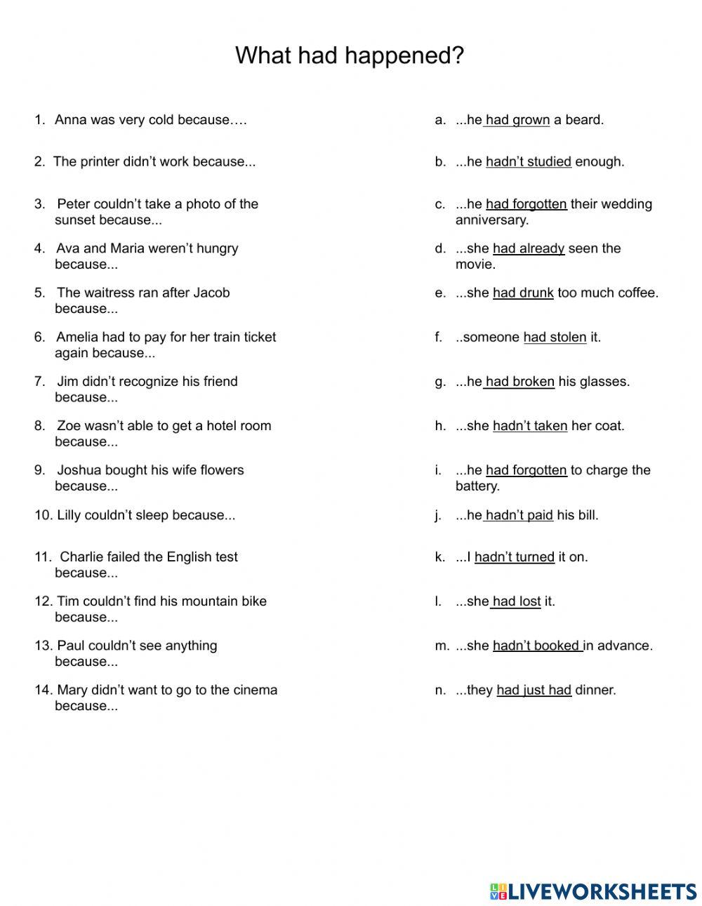 Past Perfect Sentence Matching