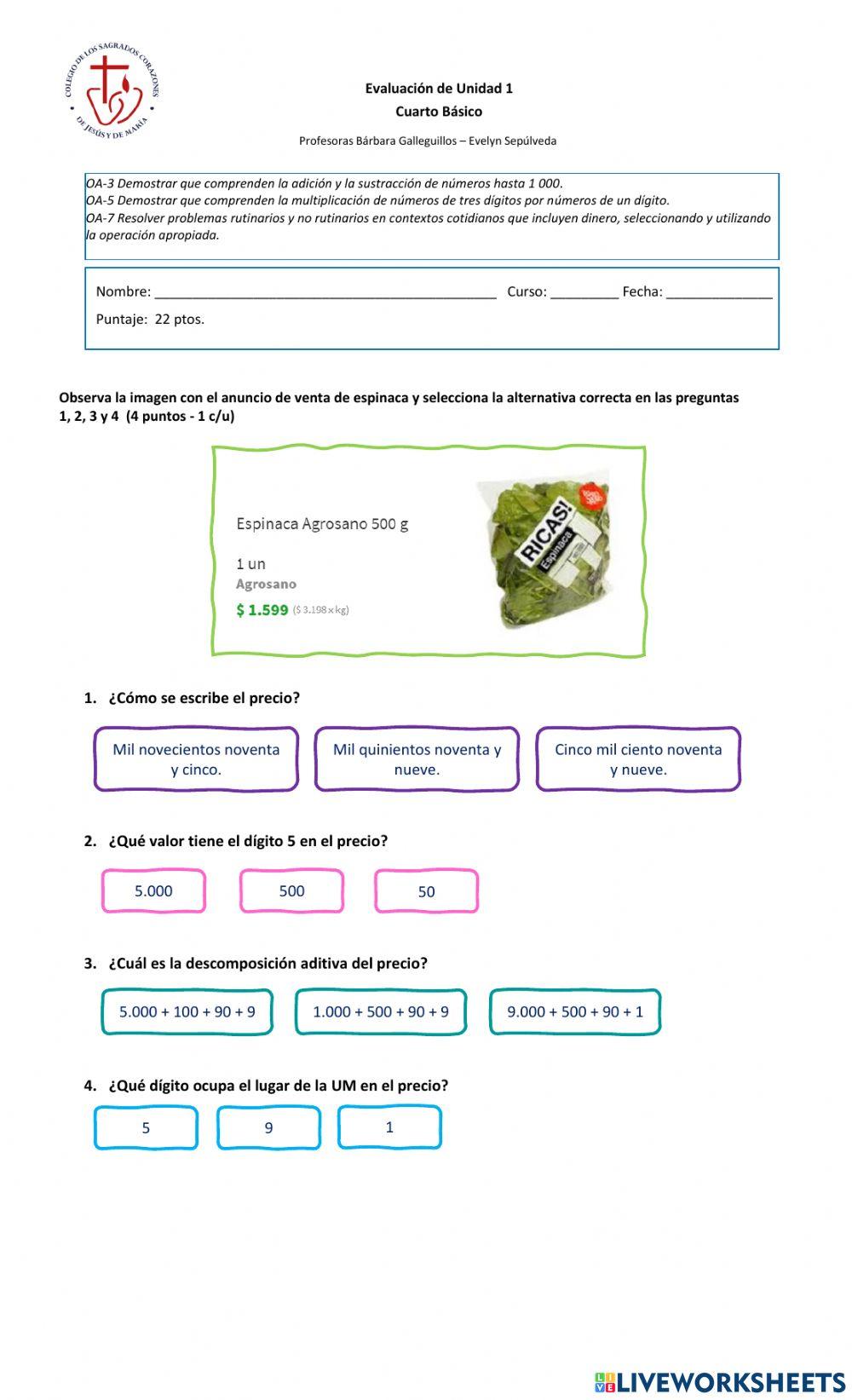 Evaluación unidad 1