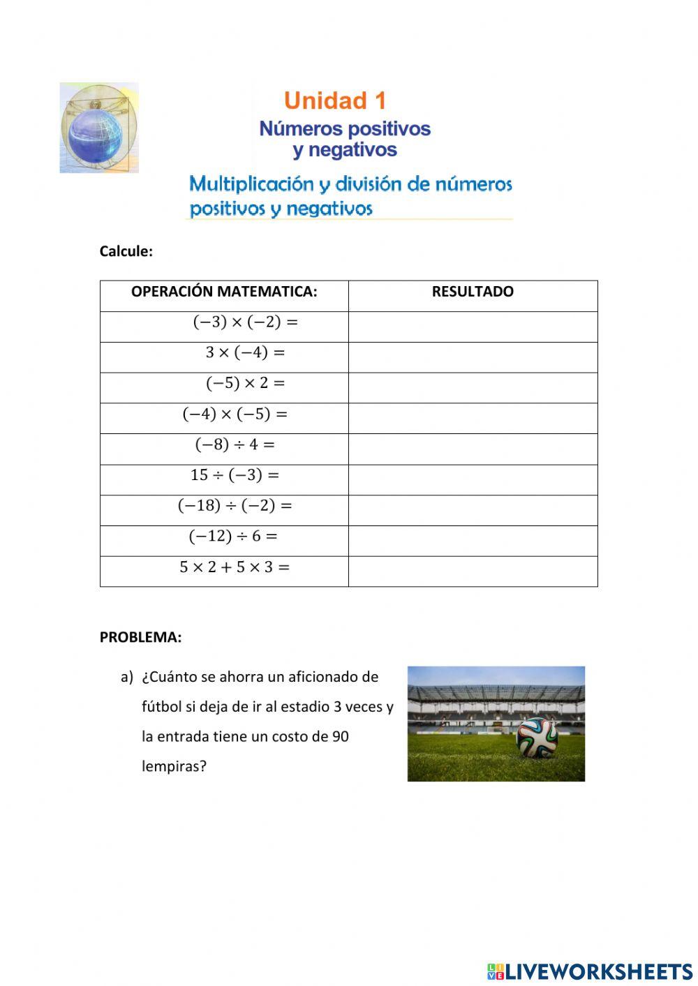 Numeros positivos y negativos