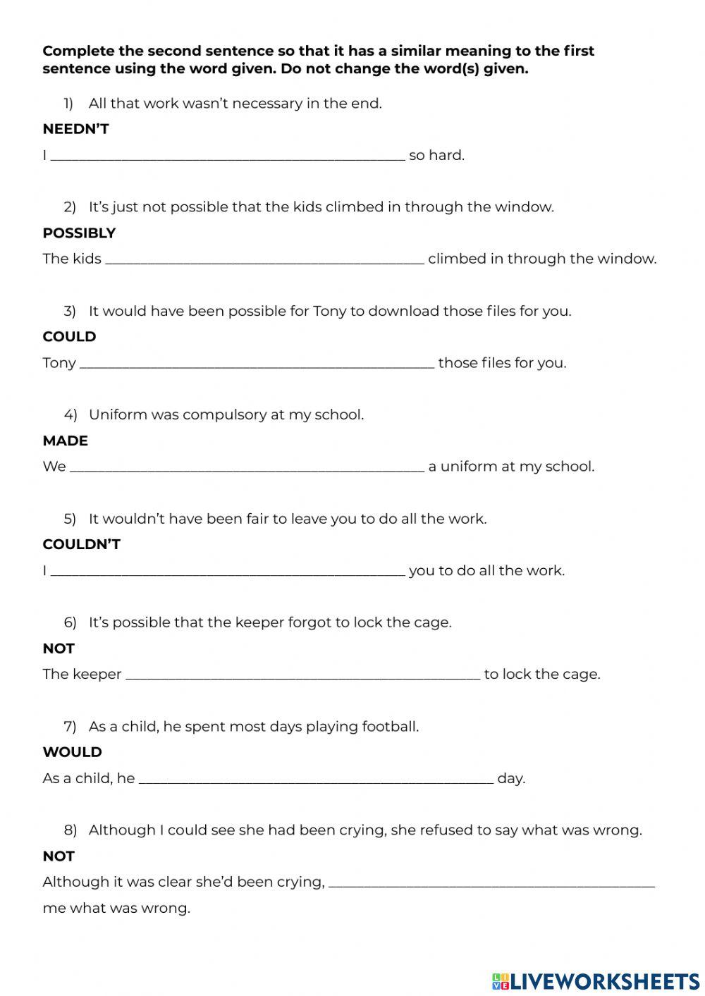 CAE Key Word Transformations
