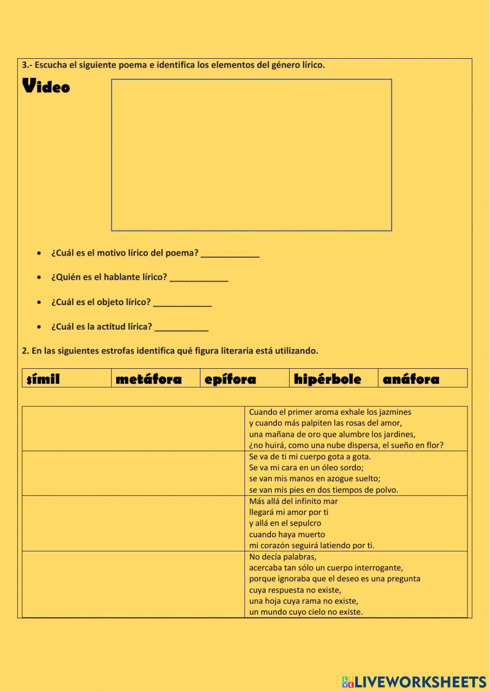 POESÍA - EL GÉNERO LÍRICO