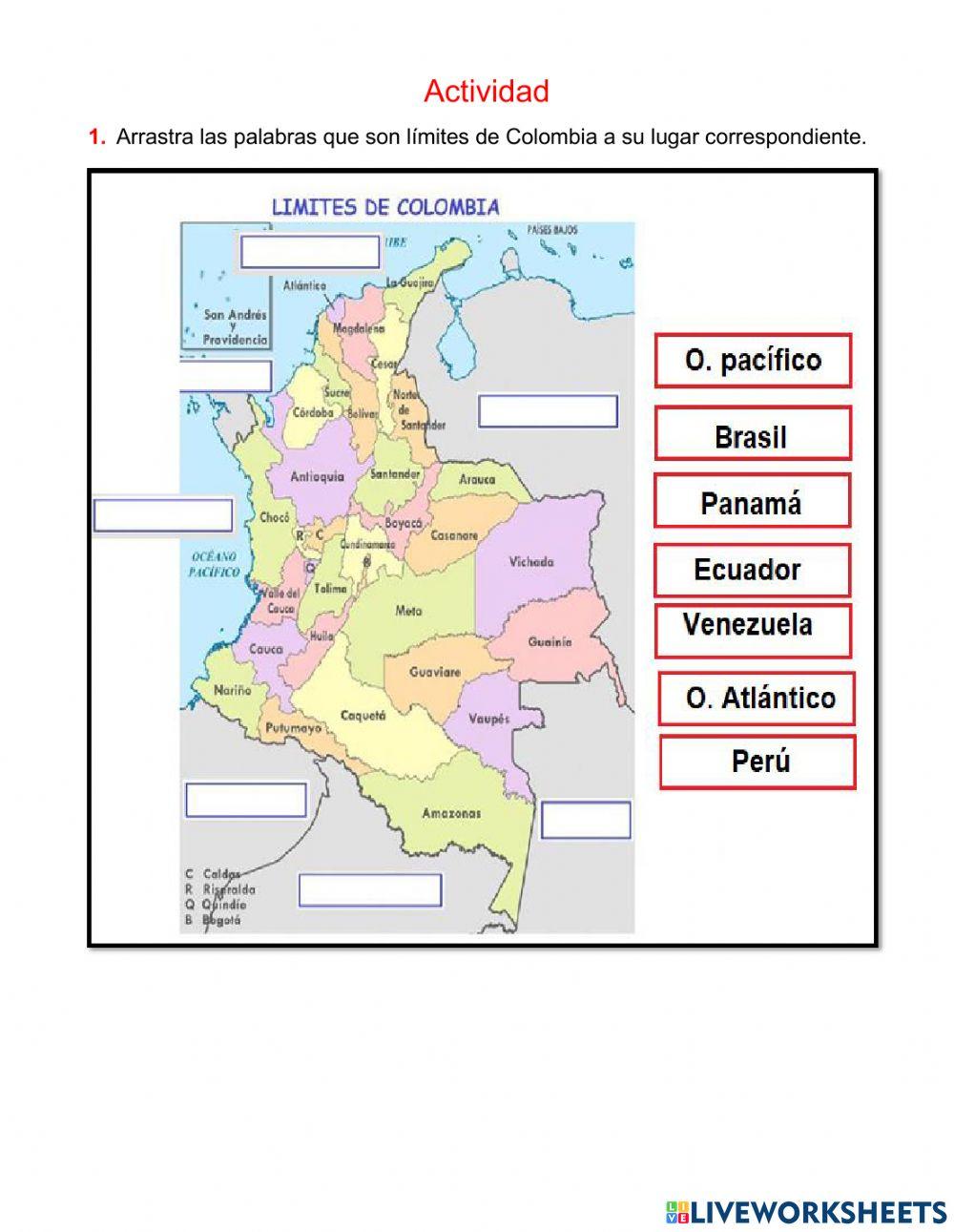 Límites y departamentos de Colombia