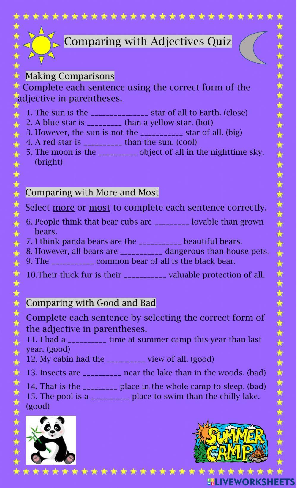 Comparing with Adjectives Quiz Comparing with Adjectives Quiz