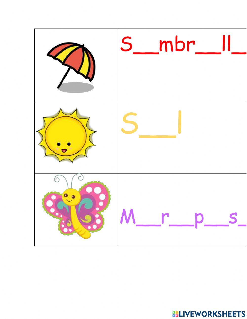 Completa con vocales las que faltan