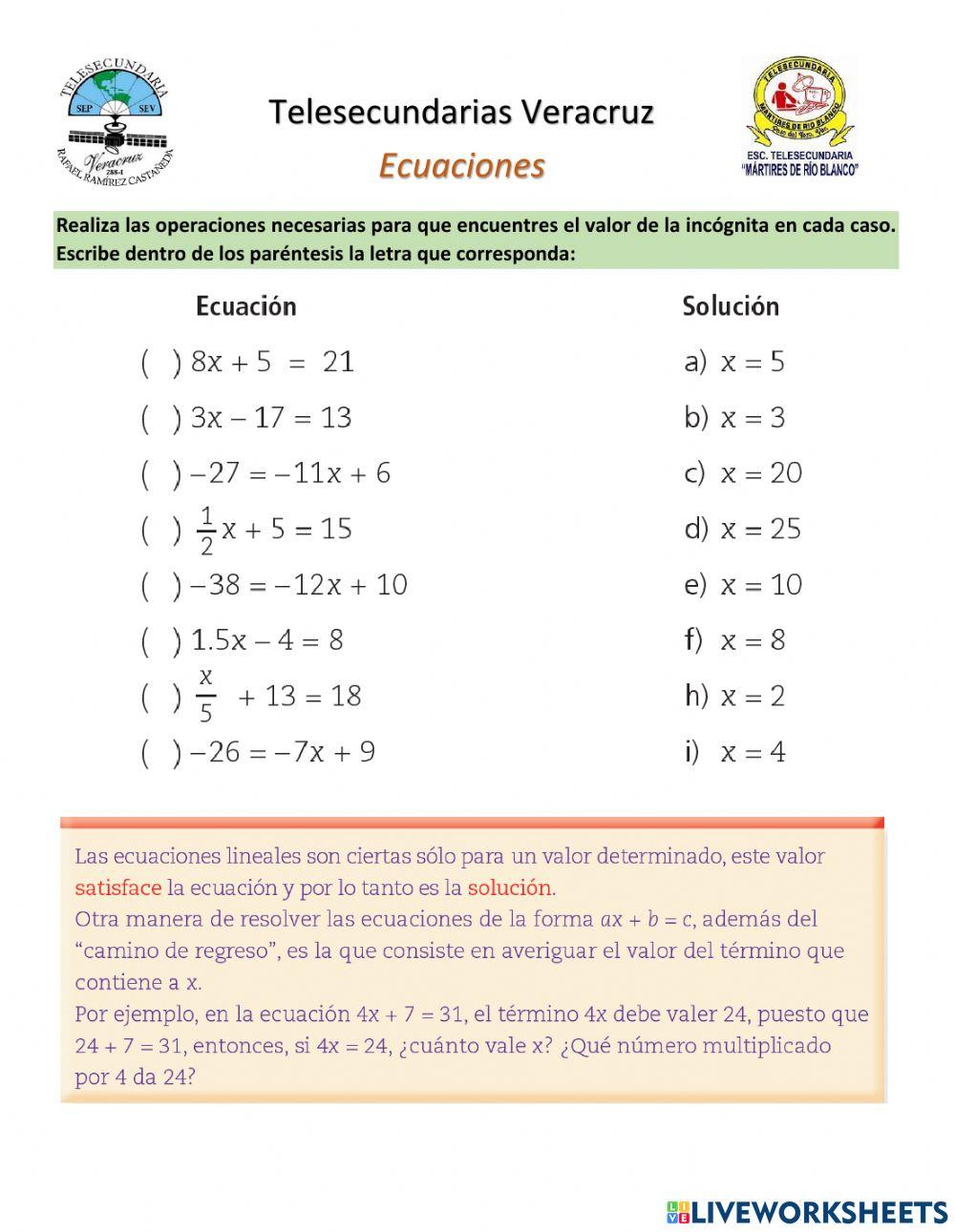 Ecuaciones de primer grado