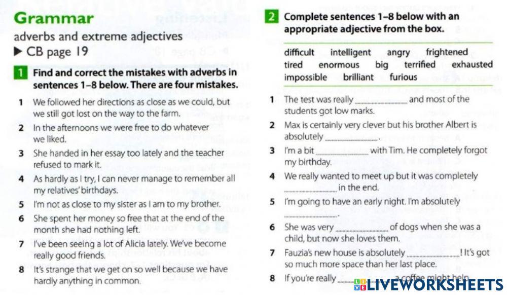 Adverbs and Extreme Adjectives