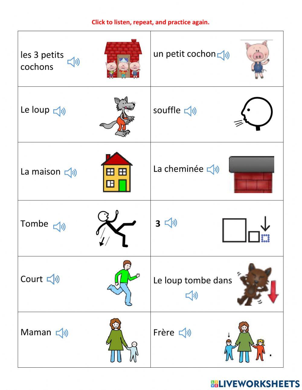 LES TROIS PETITS COCHONS ( the 3 little pigs activity)