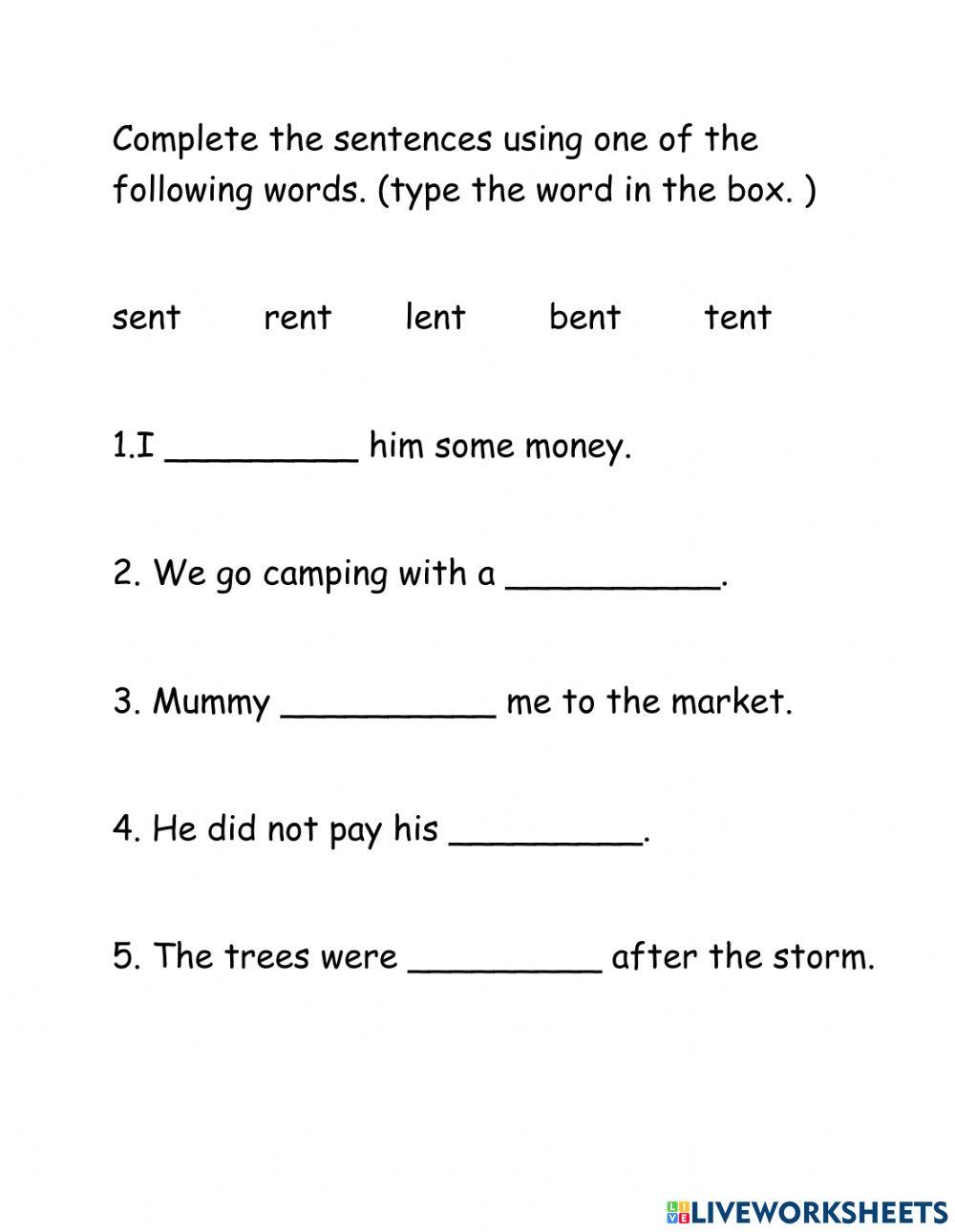 -ent words -ent words