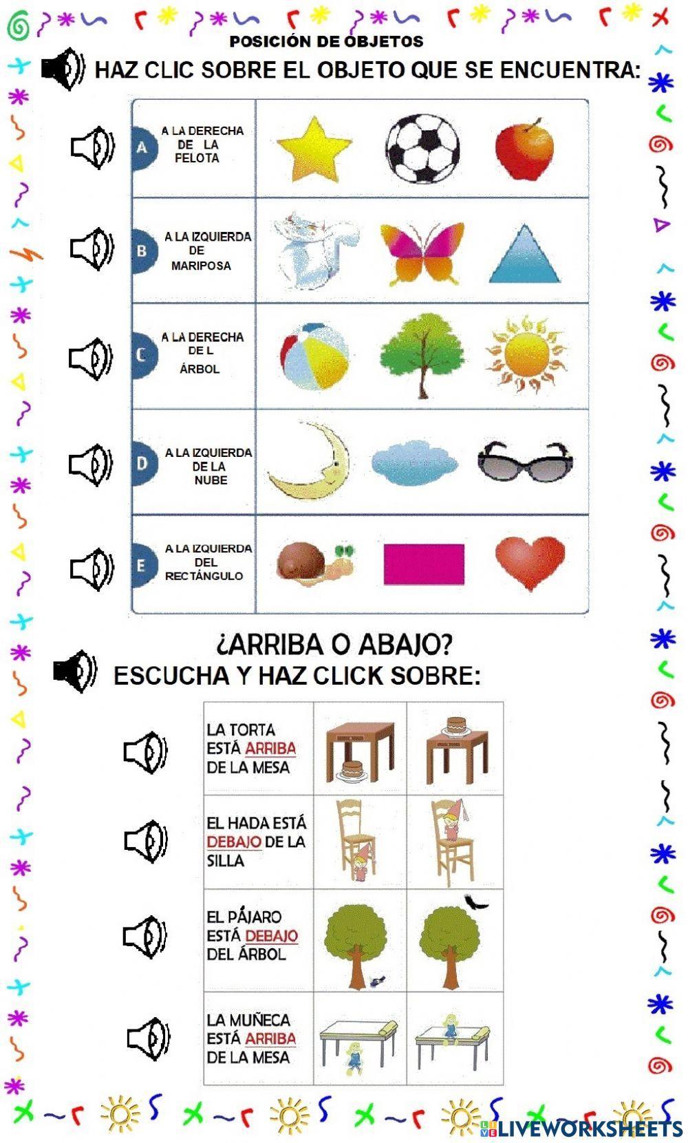 Posición de objetos