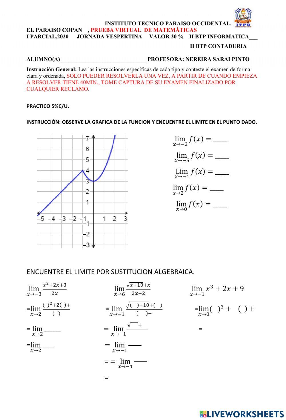 Prueba final matematicas i parcial