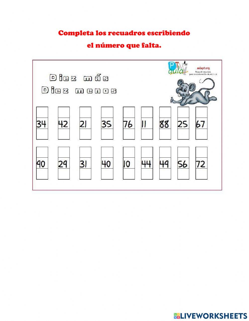 Números de 10 en 10