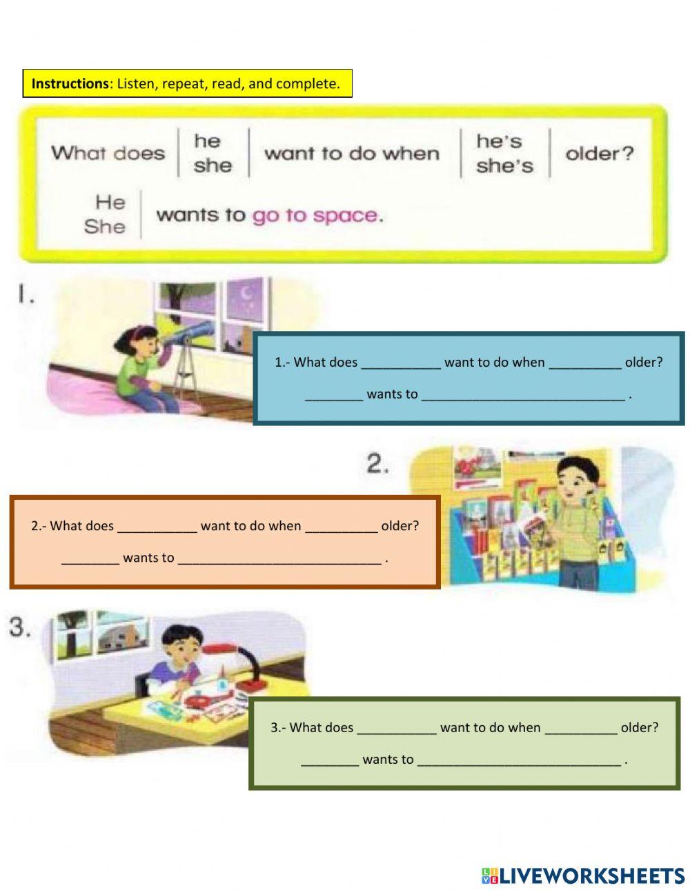 I want to She - He wants to