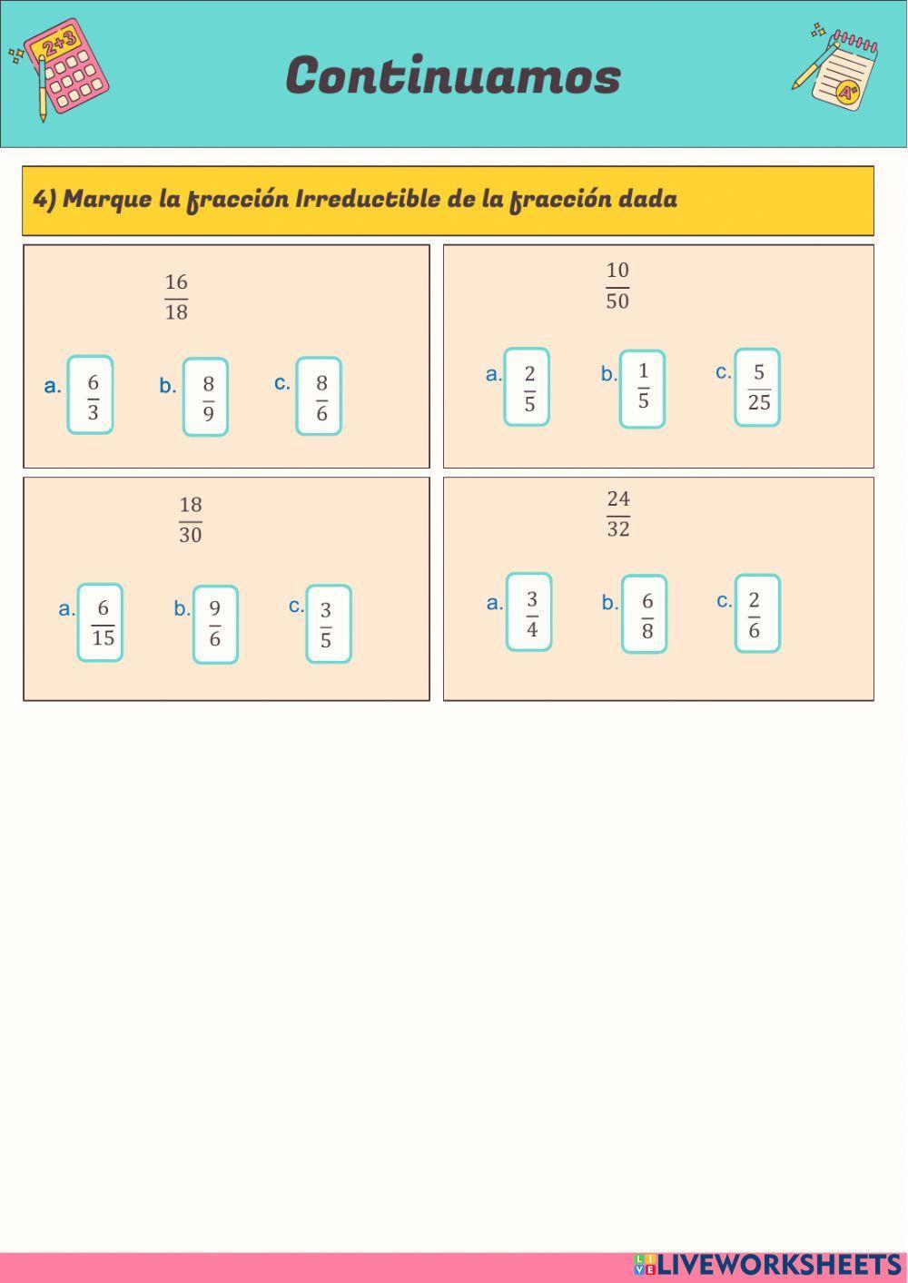 Actividad 2: Fracciones Equivalentes 