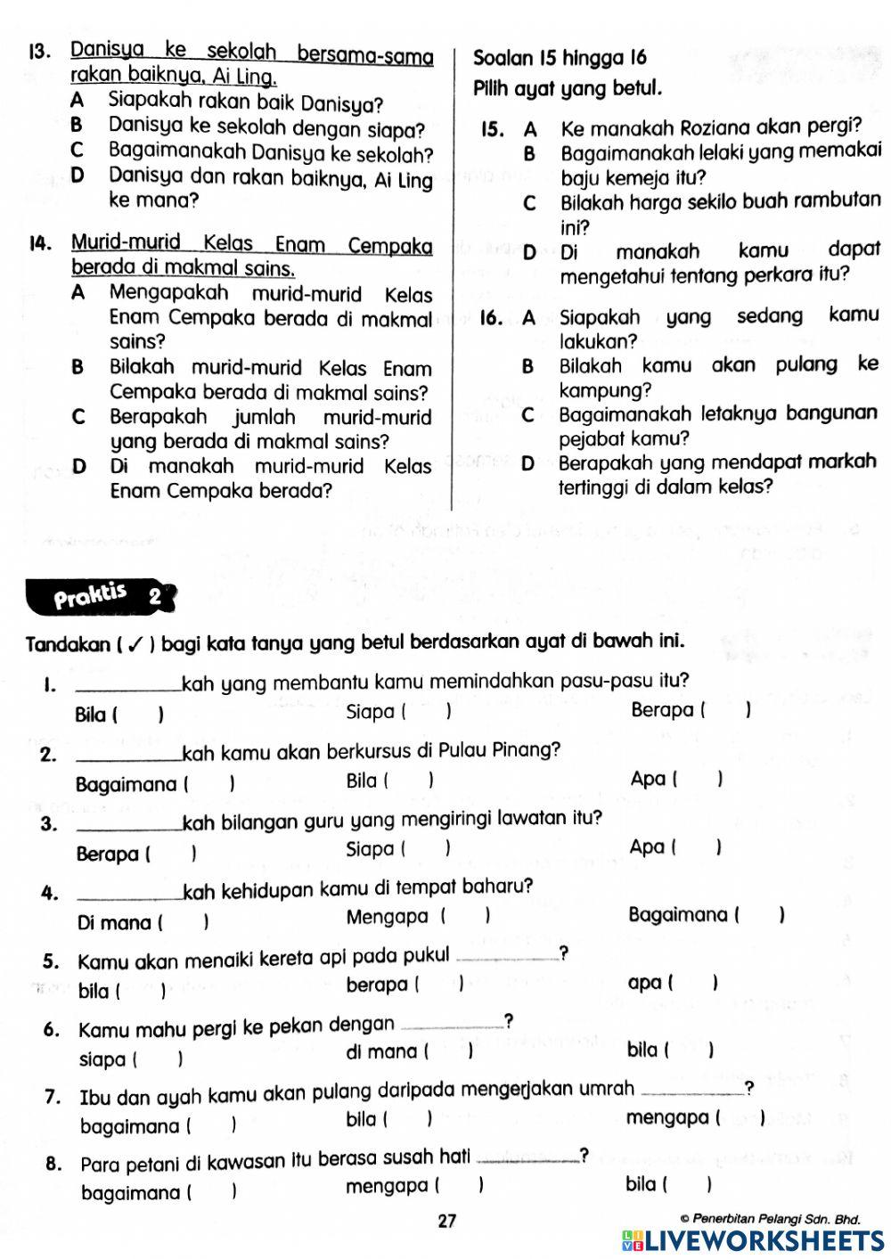 Tahun 6 - Kata Tanya