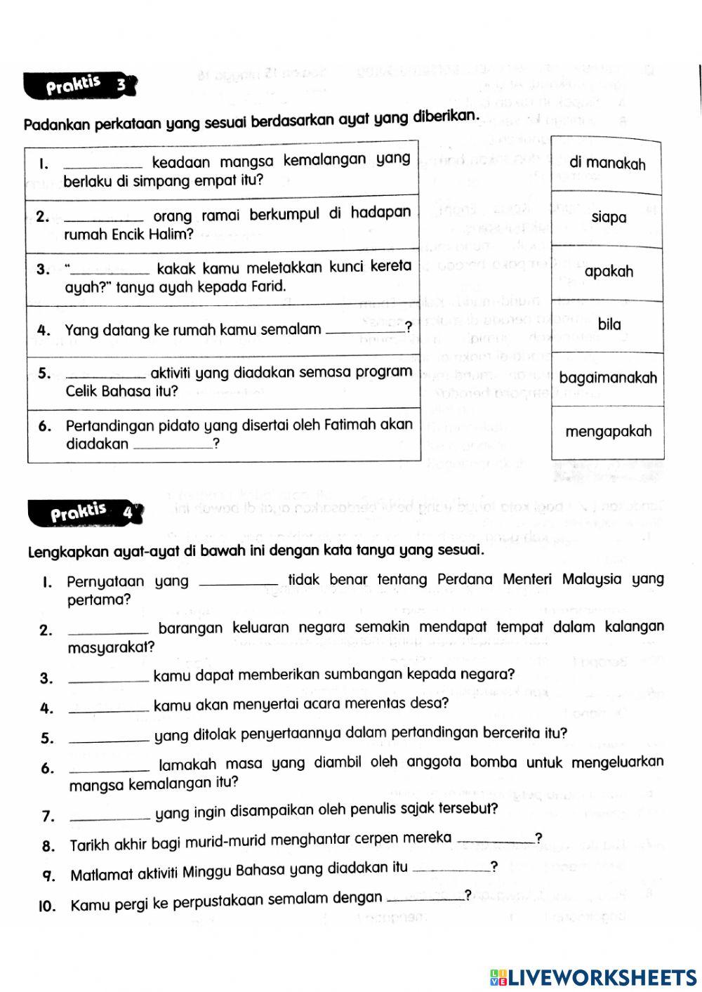 Tahun 6 - Kata Tanya