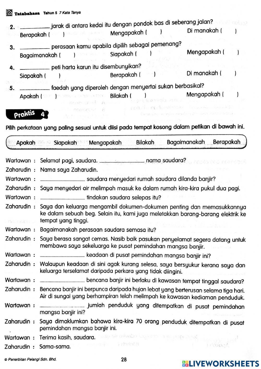 6583528 | Tahun 5 - Kata Tanya | Nurul Huda Binti Mohamed