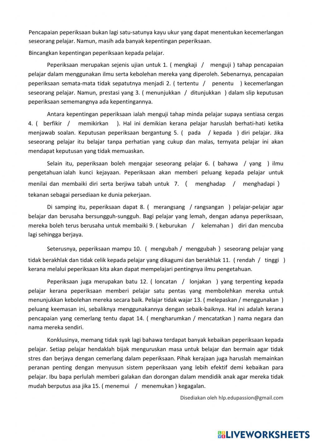 Karangan - kepentingan peperiksaan Karangan - kepentingan peperiksaan