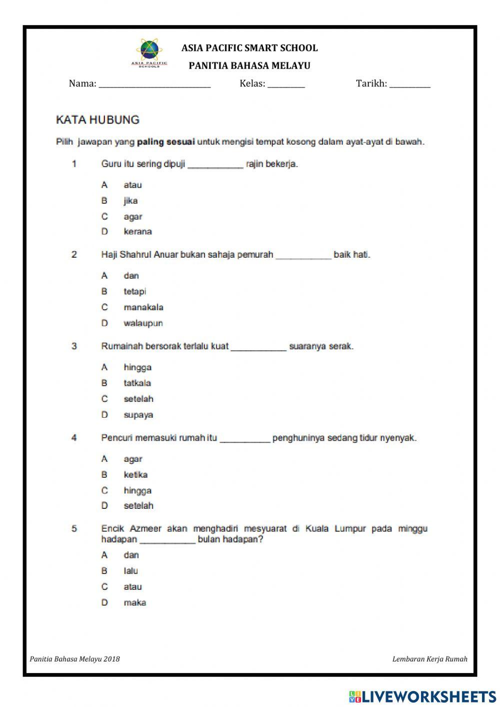 Tahun 6  - Kata Hubung