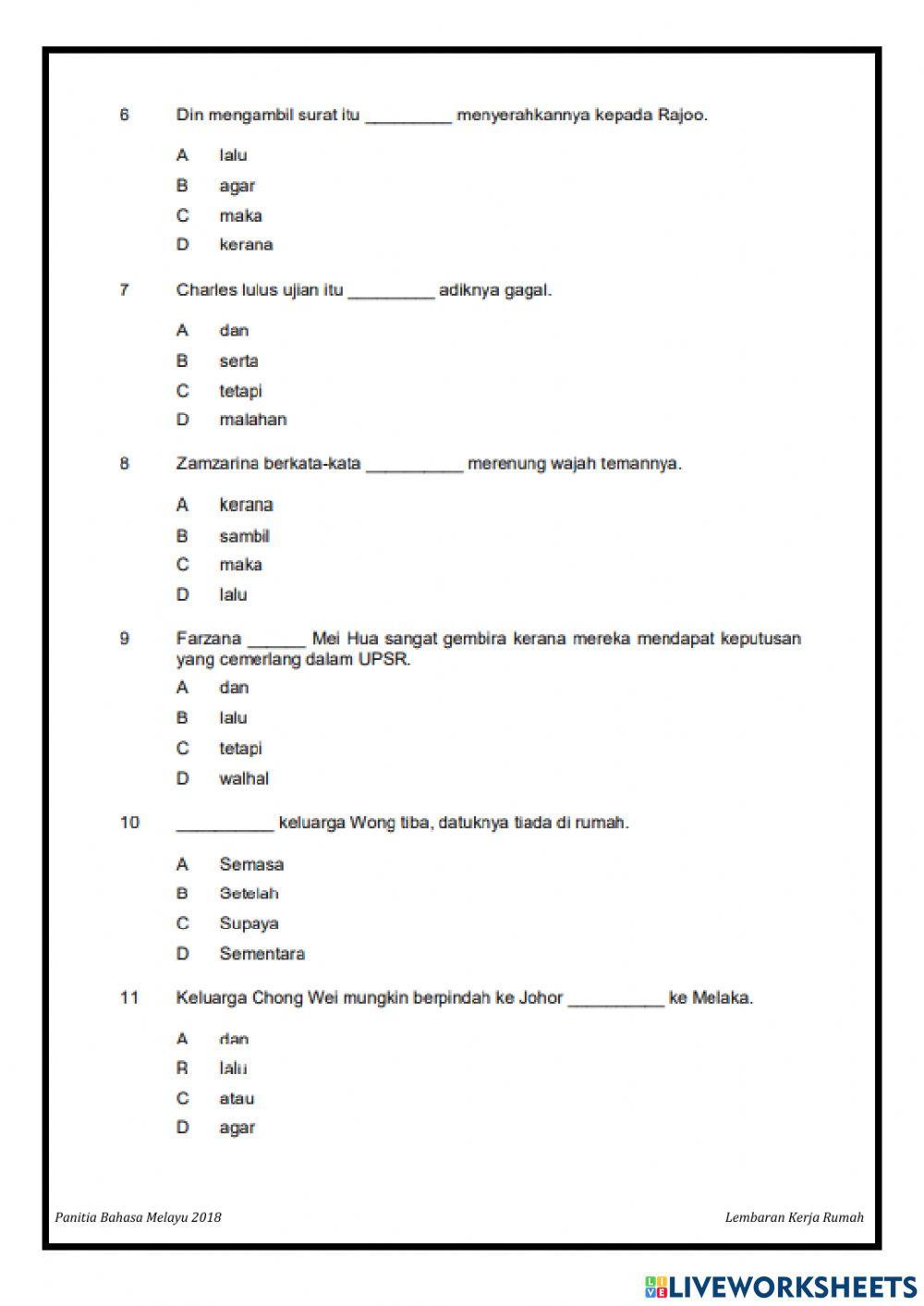 Tahun 6  - Kata Hubung