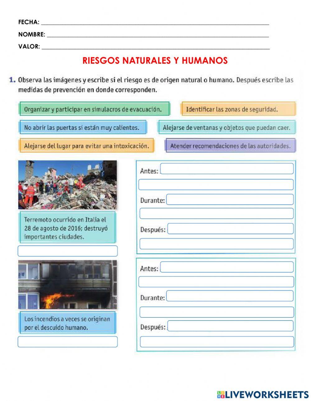 Riesgos naturales y humanos