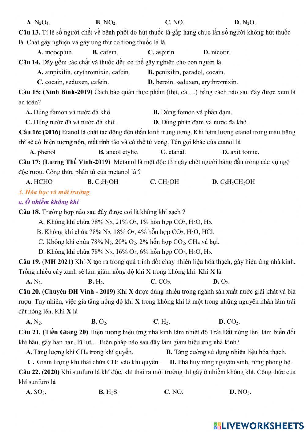 Hóa học và vấn đề thực tiễn