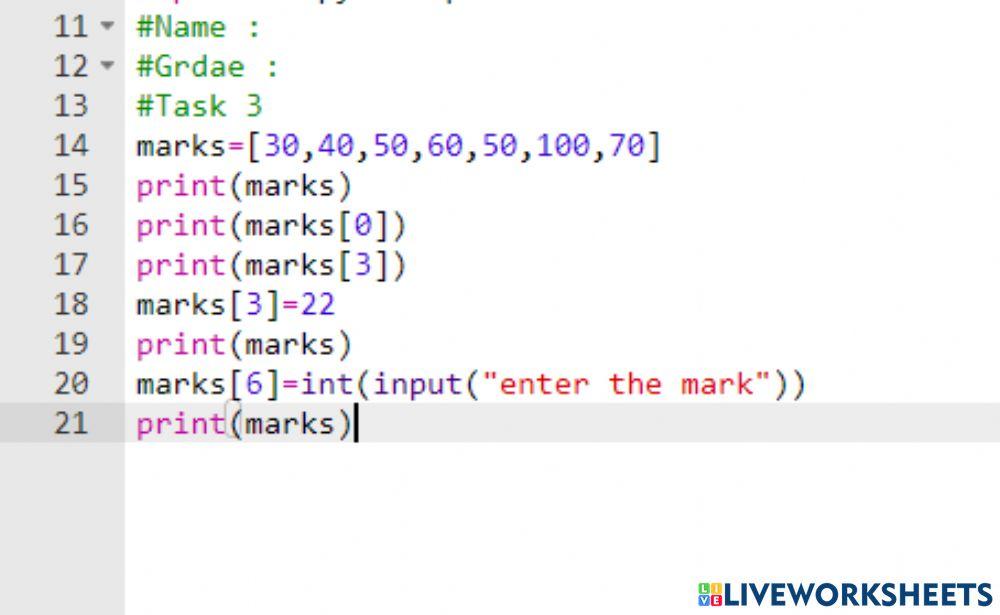 Python interactive activity | Live Worksheets