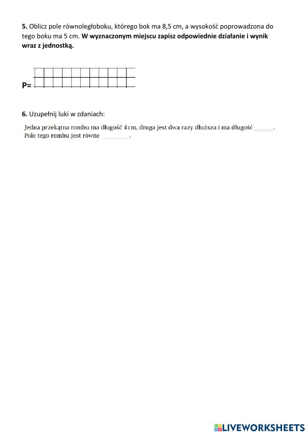 Pole równoległoboku i rombu