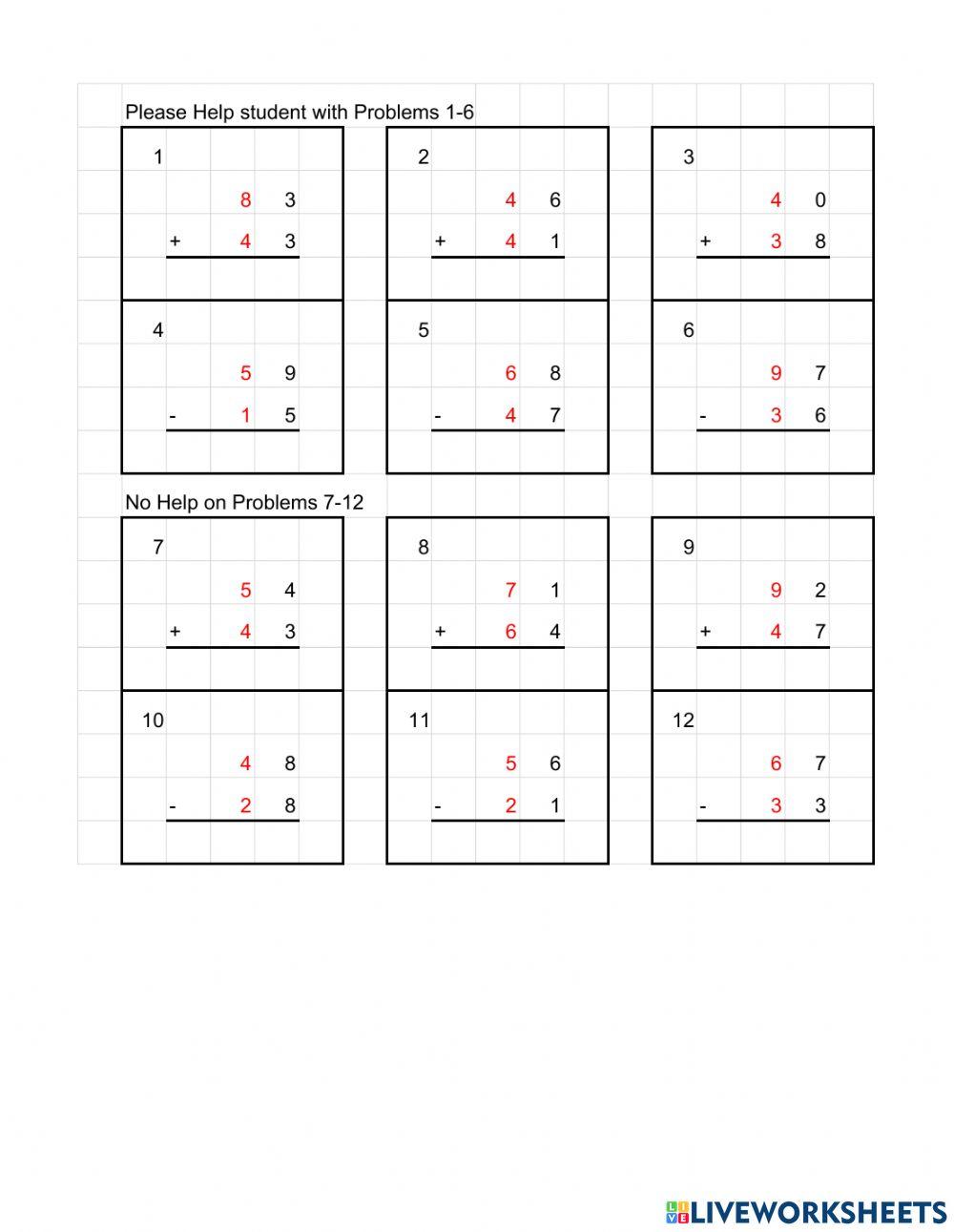 Addition and Subtraction No Regroup May 18