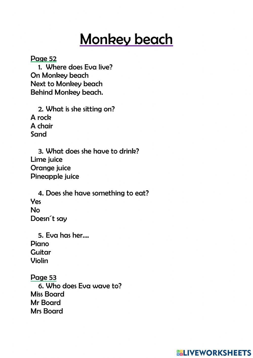 Storyfun 2 Comprehension questions story 7