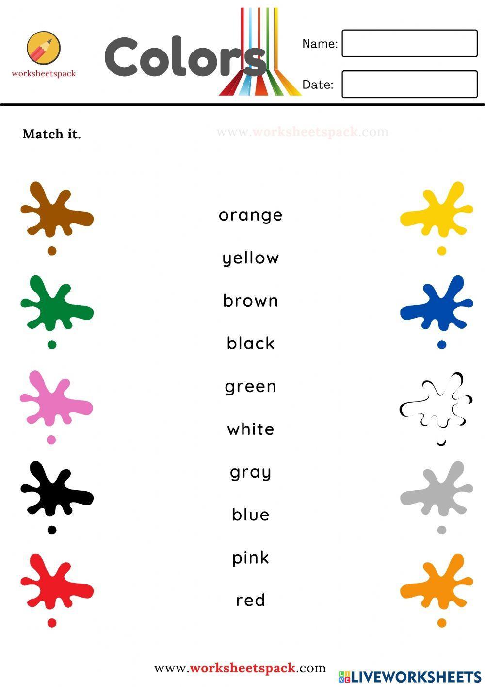 Colors matching worksheets