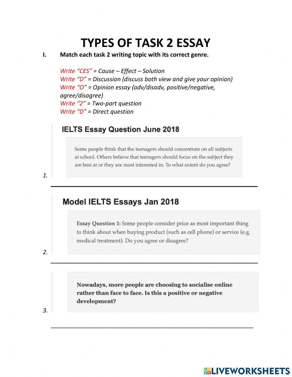 Identify ielts writng task 2 essay types Identify ielts writng task 2 essay types