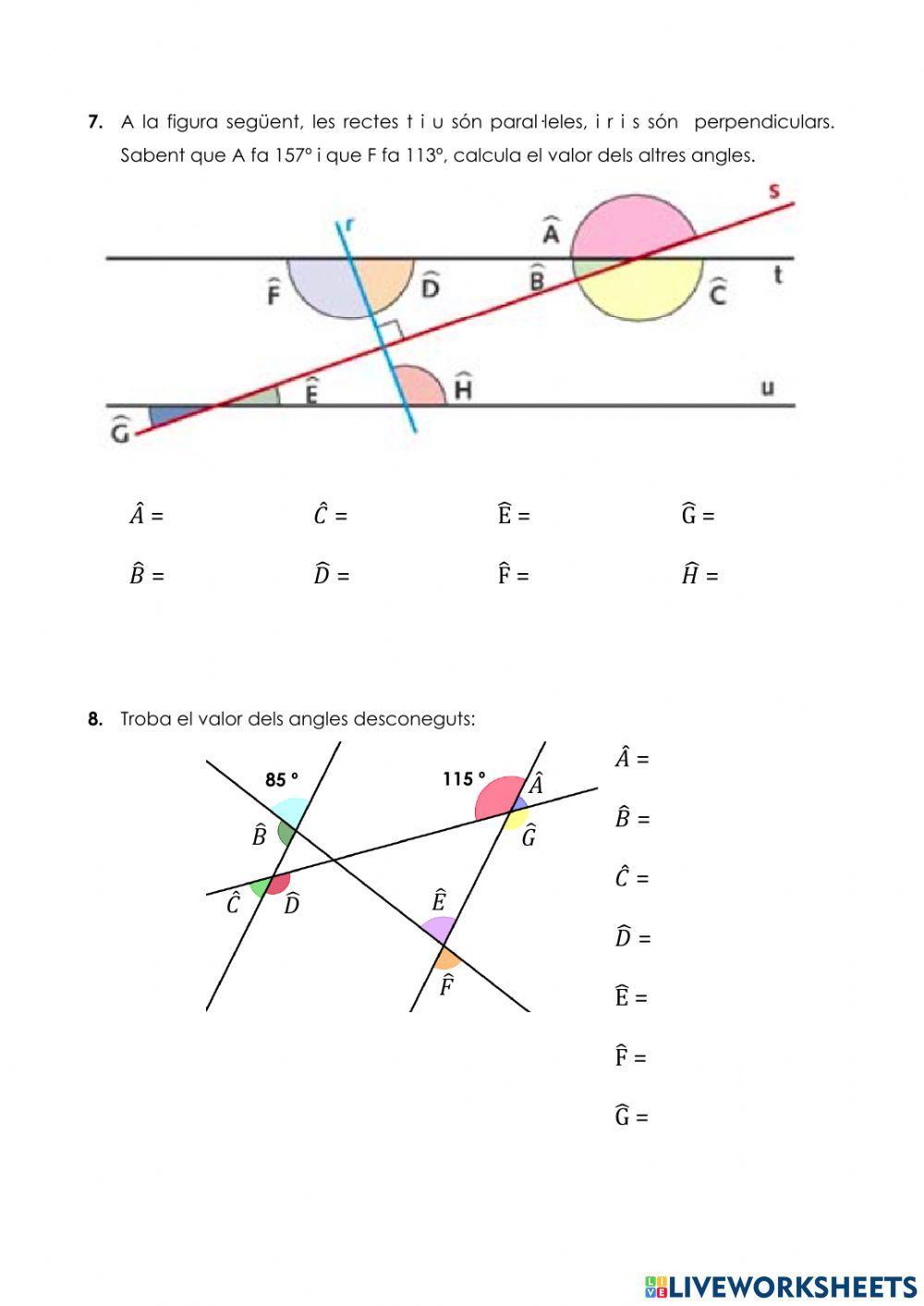 Angles complementaris i suplementaris II