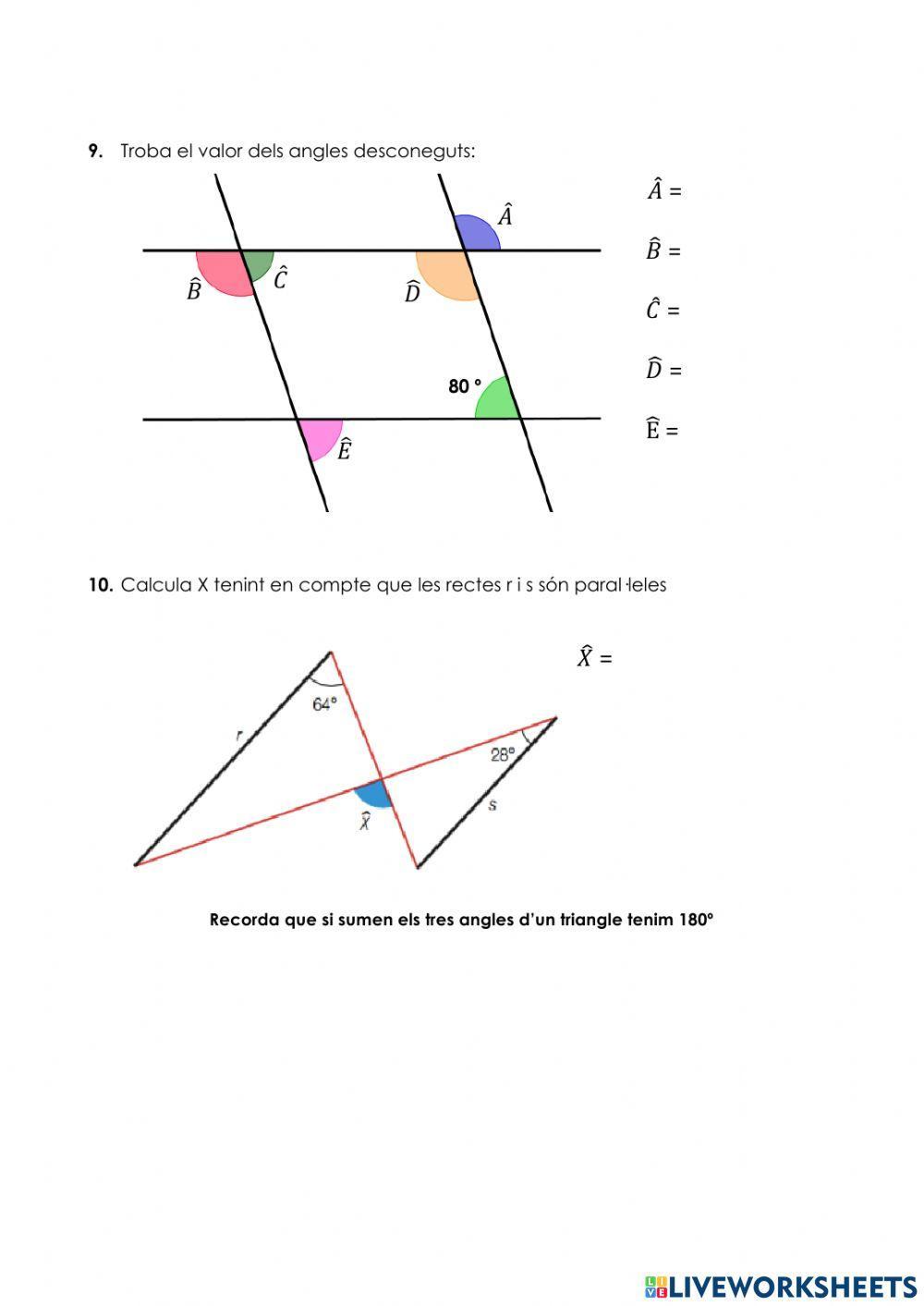 Angles complementaris i suplementaris II