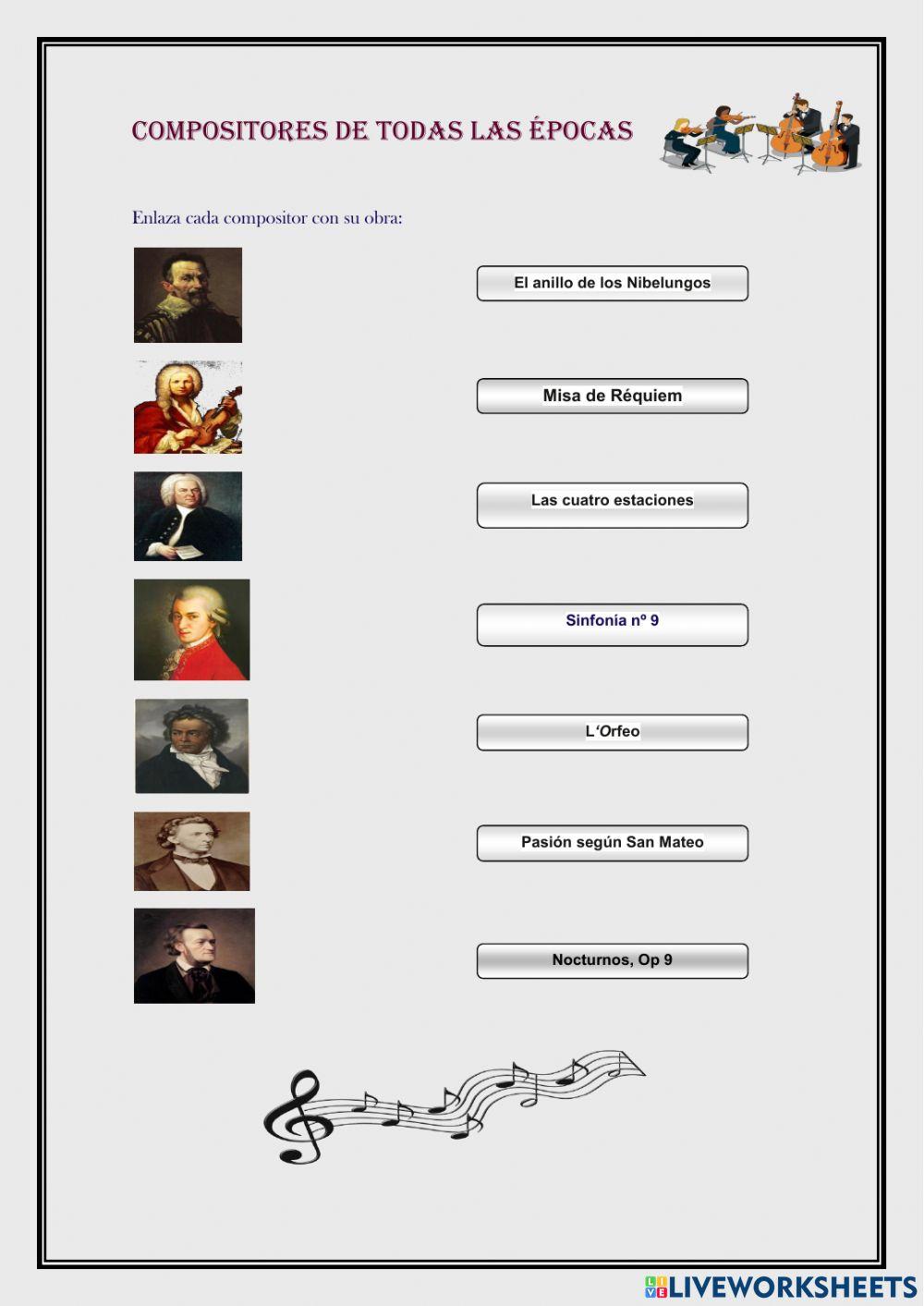 Compositores y una de sus obras