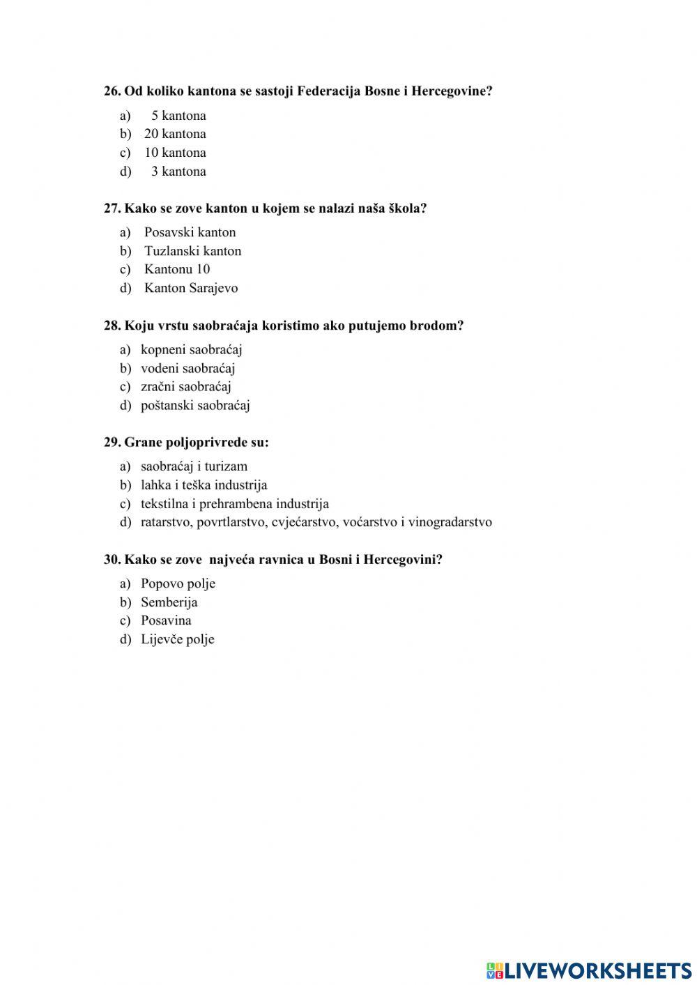 Godišnja provjera znanja iz moje okoline