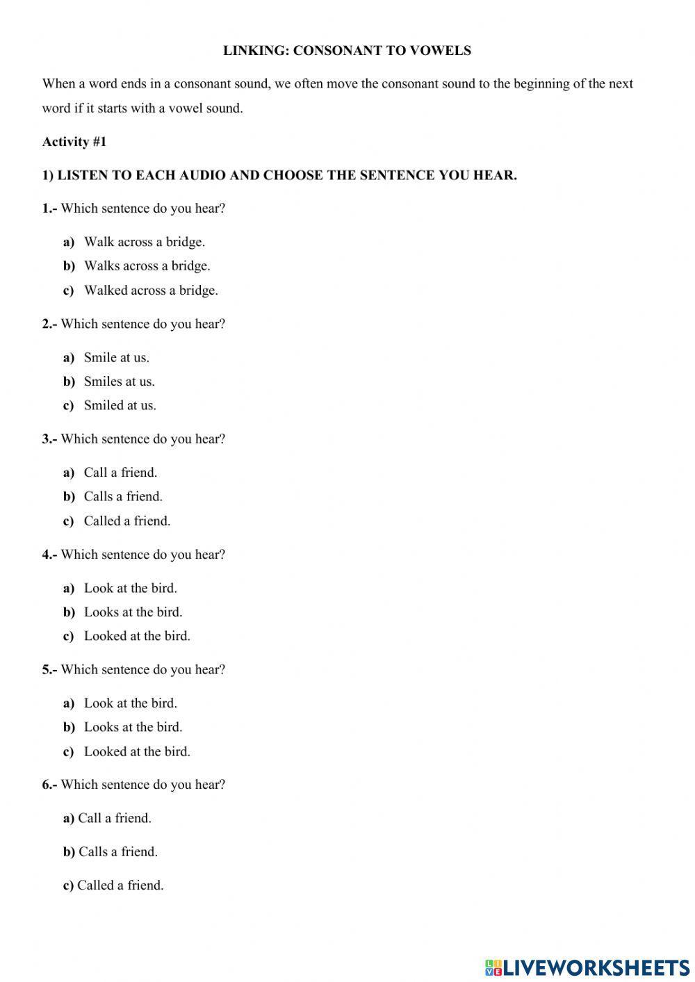 Linking consonant to vowel