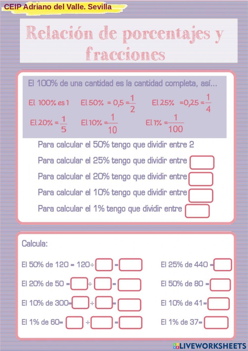 Cálculo sencillo de porcentajes