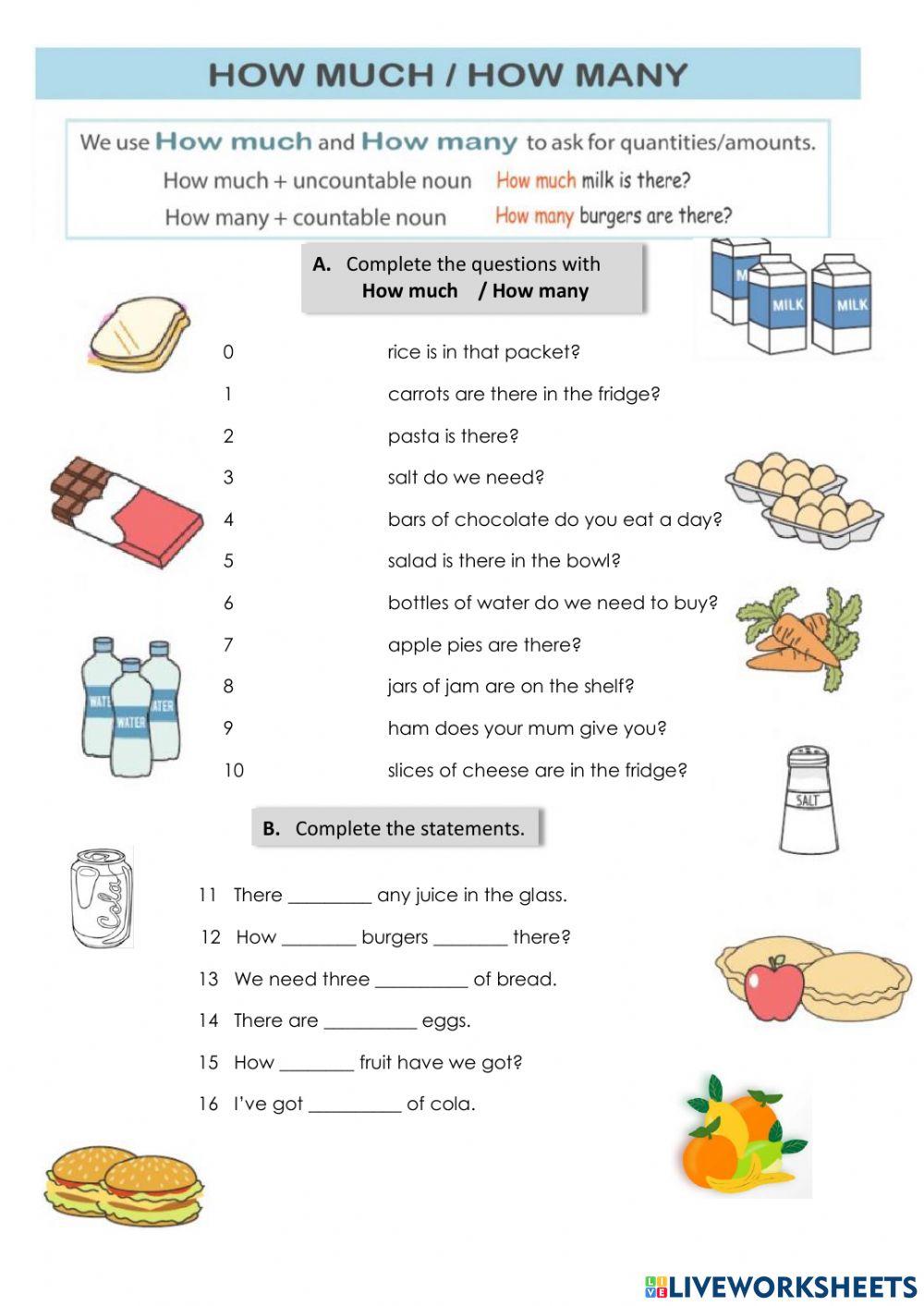 How much, How many, some, any