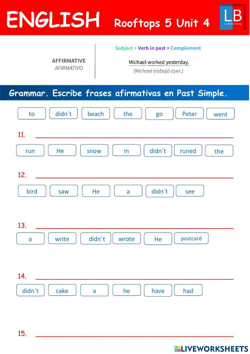 Rooftops 5 unit 4 Ejercicios