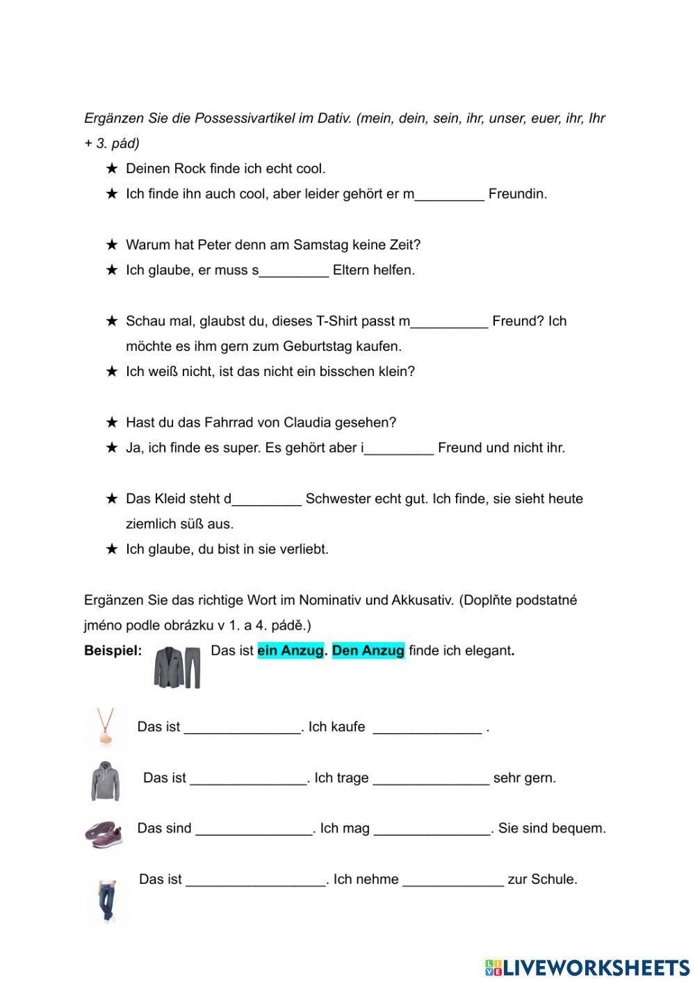 Verben mit Dativ und Akkusativ