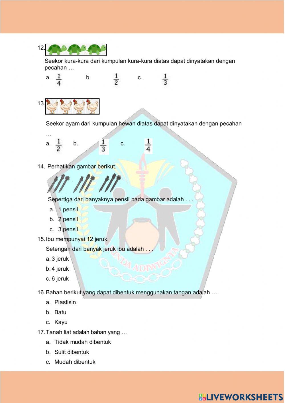 Kelas 2 SD-ULANGAN HARIAN TEMA 7 SUBTEMA 3 DAN 4