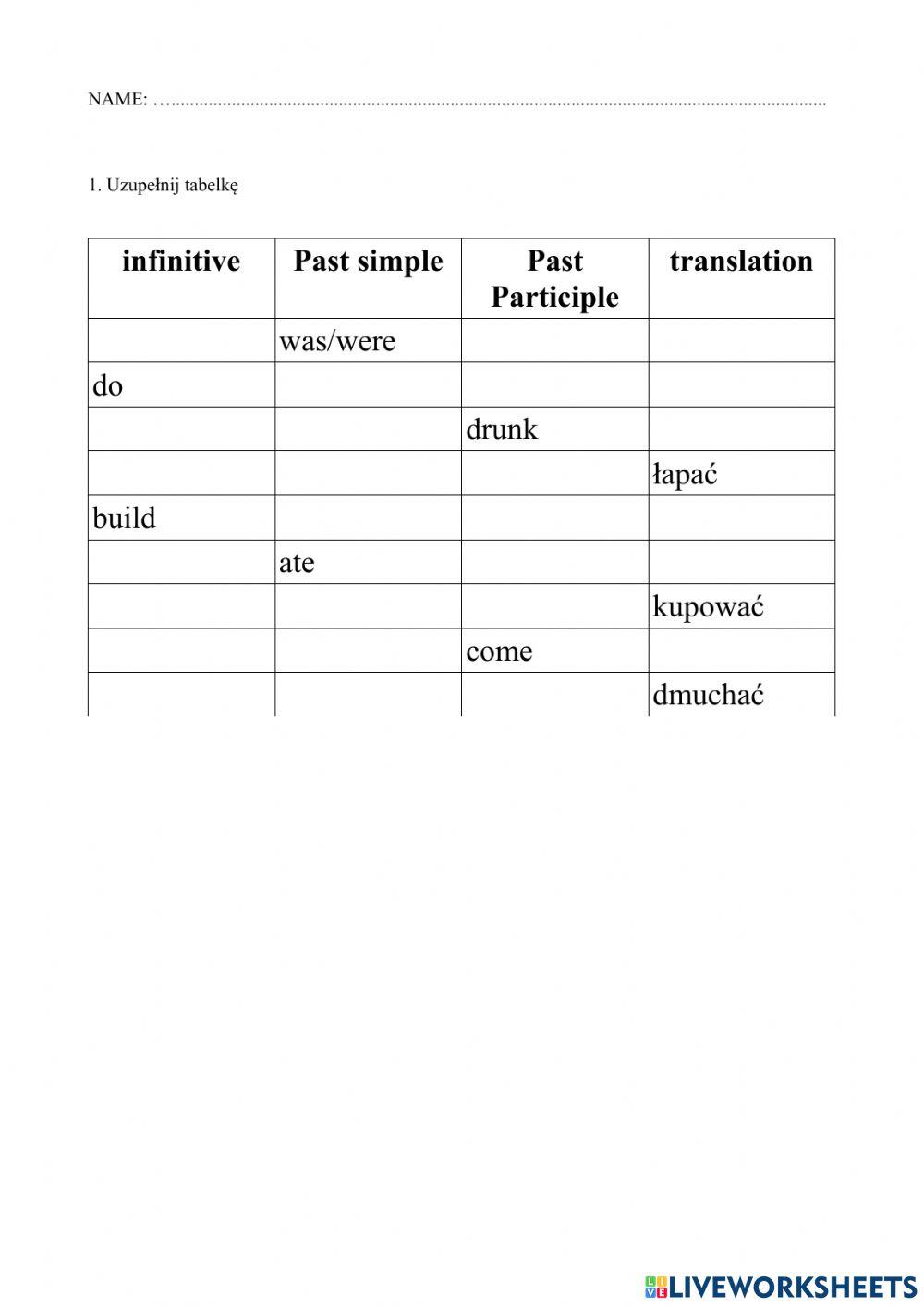 Kartkówka nieregularne cz. 1 gr B