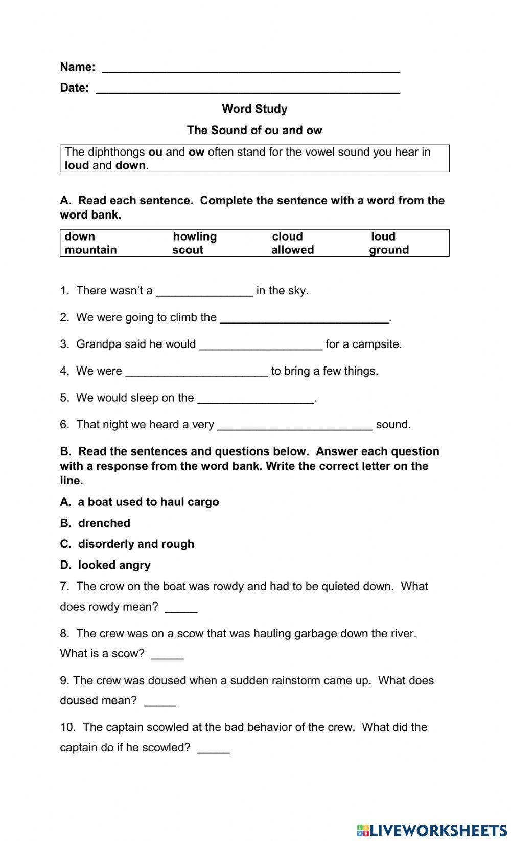 The Sound of ou and ow