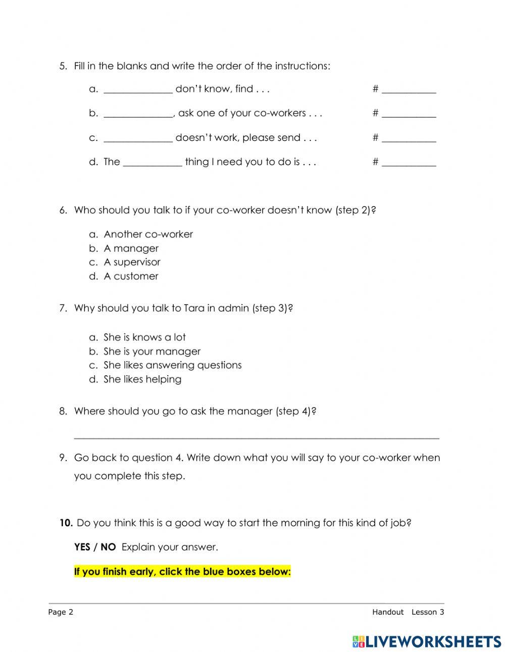 Work Strategies - Asking for Help (listening)