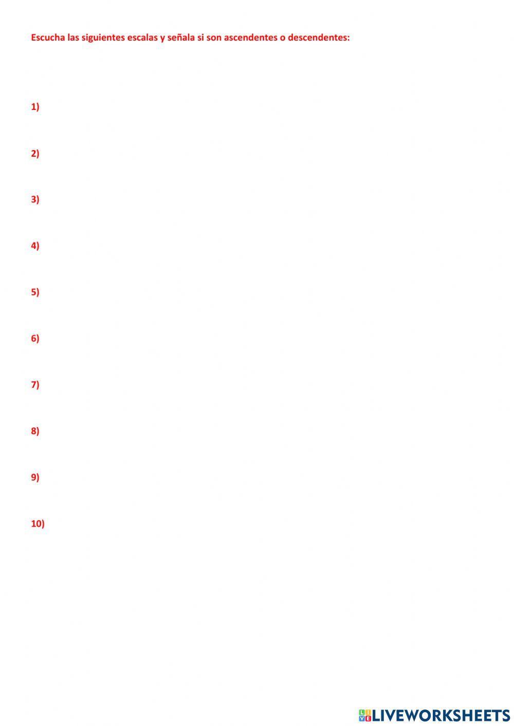 Escalas ascendentes y descendentes