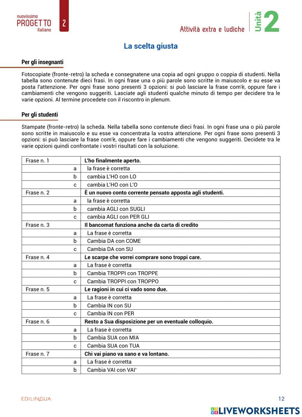Unità 2 - La scelta giusta