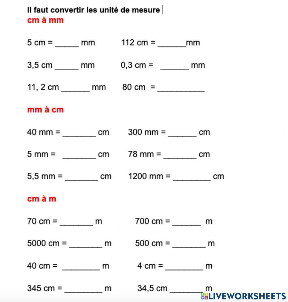 Convertir les unité de mesure