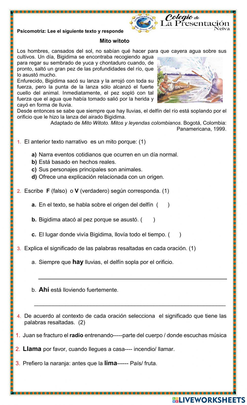 Narración, palabras homógrafas y homófonas