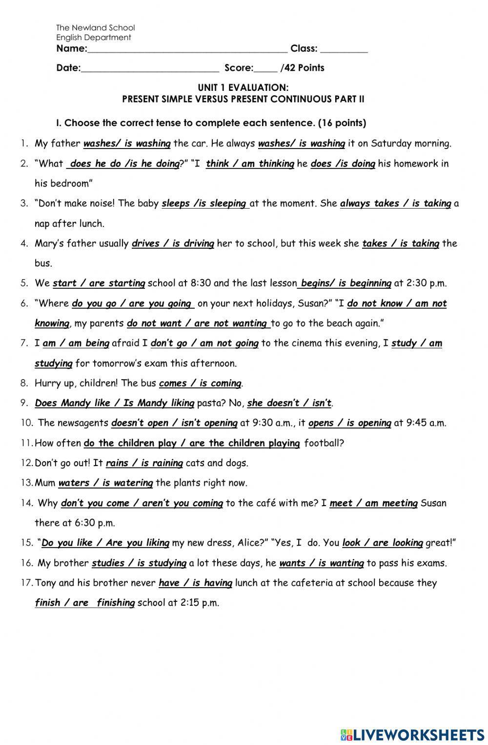 Present simple versus present continuous II